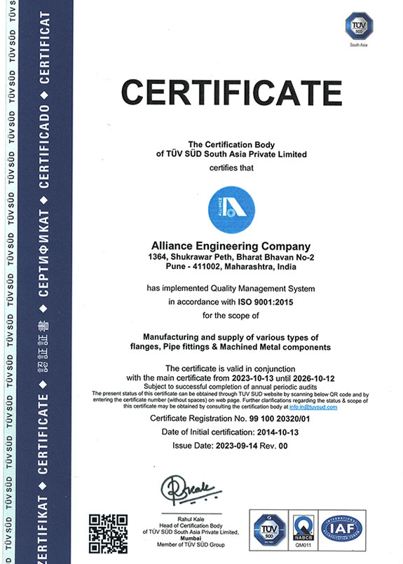ISO Certificate - Alliance Engineering Company